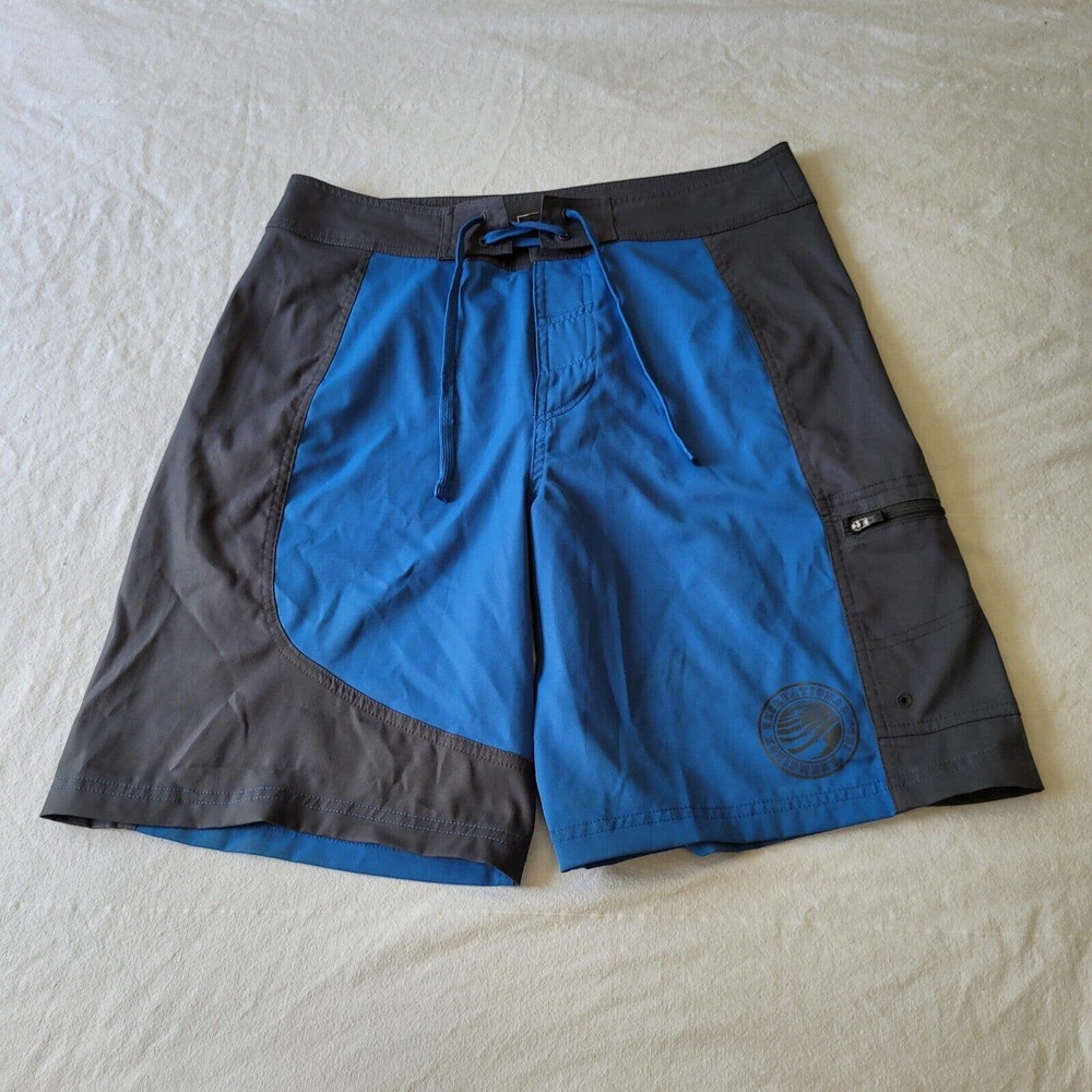 REI Board Shorts Men’s Size 32 Blue Gray Outdoor Zip Pocket Swim Trunks Beach